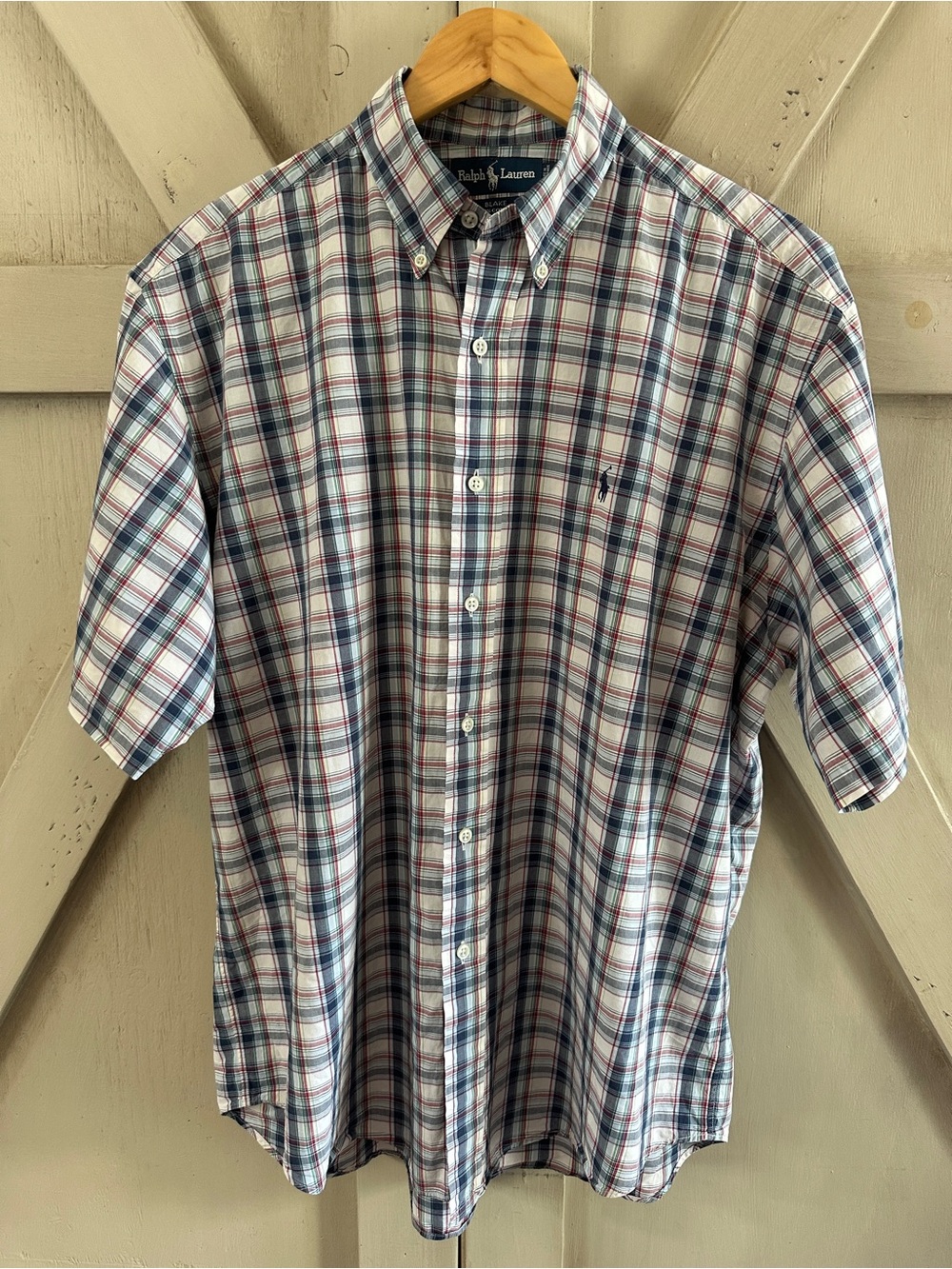 Ralph Lauren Blake Plaid Short Sleeve Button Down Shirt Men’s L